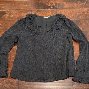 Rebecca Taylor Black Ruffle Blouse